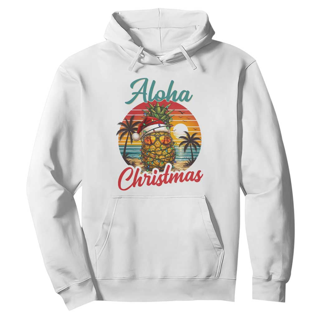 Aloha Tropical Pineapple Christmas Hoodie Vintage Beach Xmas Gift TS12 White Print Your Wear