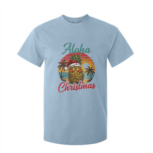 Aloha Tropical Pineapple Christmas T Shirt For Kid Vintage Beach Xmas Gift TS12 Light Blue Print Your Wear
