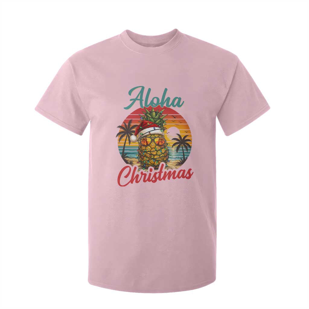 Aloha Tropical Pineapple Christmas T Shirt For Kid Vintage Beach Xmas Gift TS12 Light Pink Print Your Wear