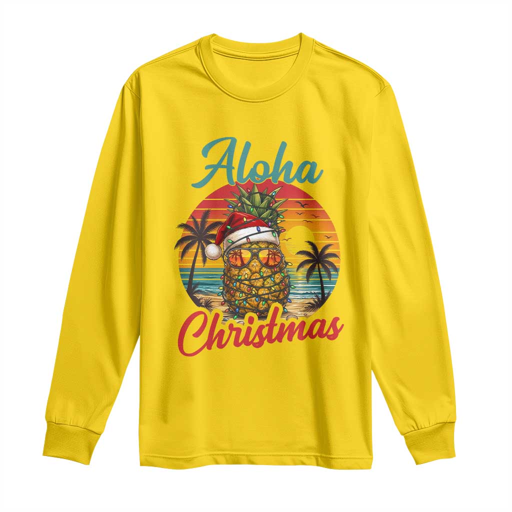 Aloha Tropical Pineapple Christmas Long Sleeve Shirt Vintage Beach Xmas Gift