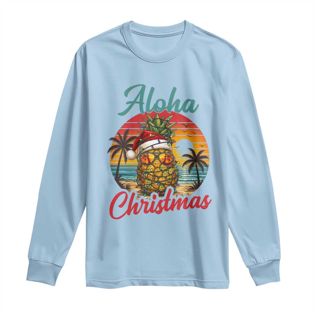 Aloha Tropical Pineapple Christmas Long Sleeve Shirt Vintage Beach Xmas Gift