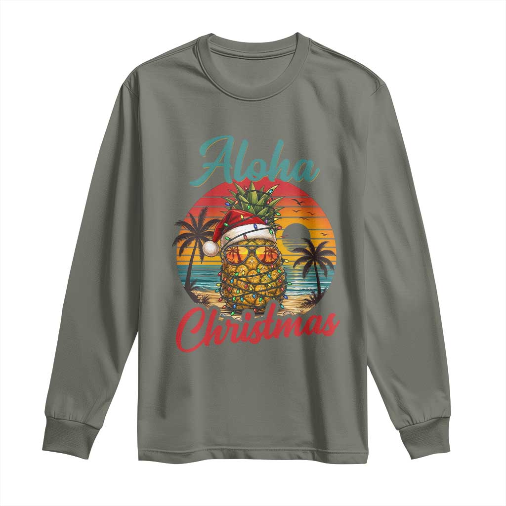 Aloha Tropical Pineapple Christmas Long Sleeve Shirt Vintage Beach Xmas Gift