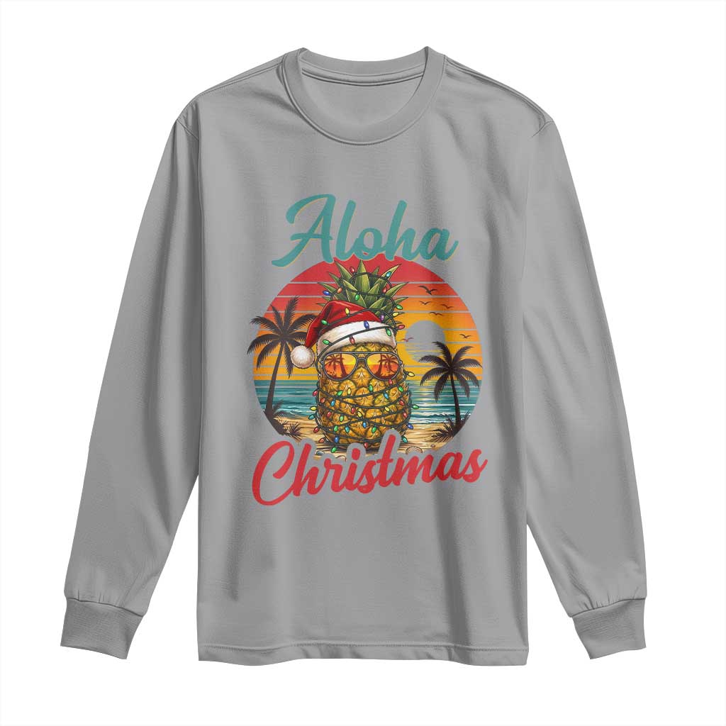 Aloha Tropical Pineapple Christmas Long Sleeve Shirt Vintage Beach Xmas Gift