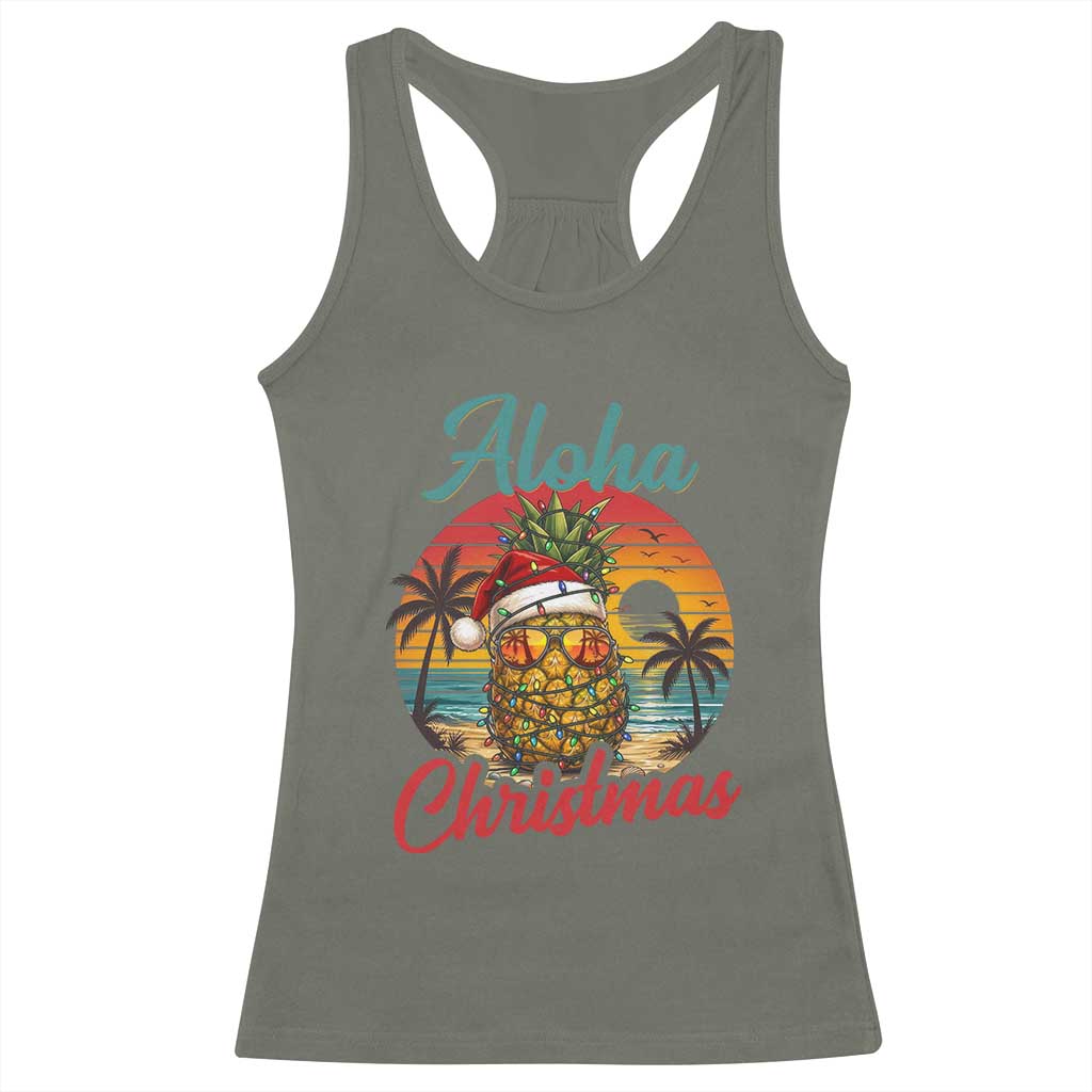 Aloha Tropical Pineapple Christmas Racerback Tank Top Vintage Beach Xmas Gift TS12 Military Green Print Your Wear
