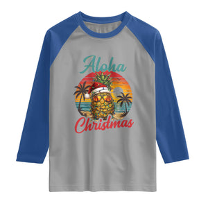 Aloha Tropical Pineapple Christmas Raglan Shirt Vintage Beach Xmas Gift TS12 Sport Gray Royal Print Your Wear