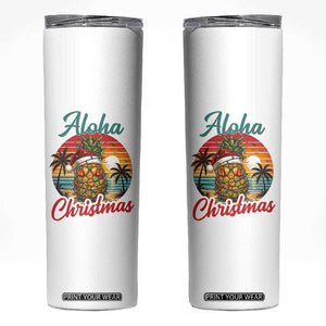 Aloha Tropical Pineapple Christmas Skinny Tumbler Vintage Beach Xmas Gift TS12 White Print Your Wear