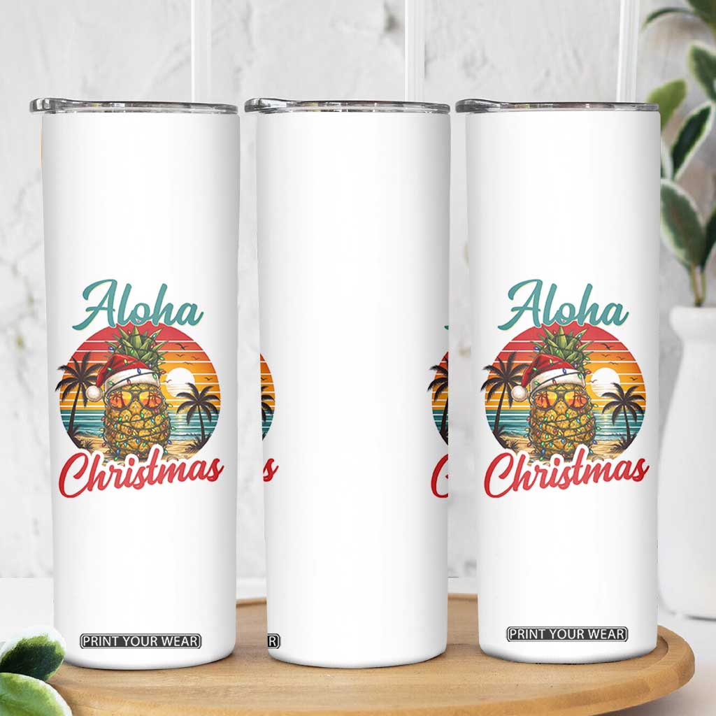 Aloha Tropical Pineapple Christmas Skinny Tumbler Vintage Beach Xmas Gift TS12 Print Your Wear