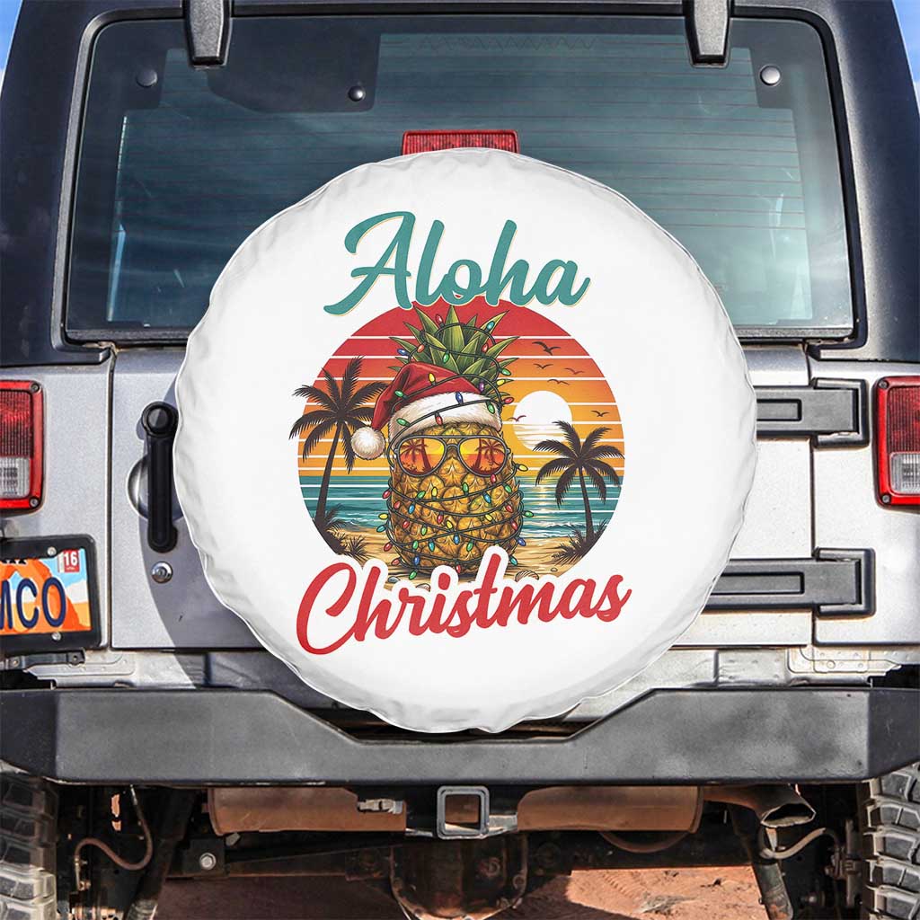 Aloha Tropical Pineapple Christmas Spare Tire Cover Vintage Beach Xmas Gift TS12 No hole White Print Your Wear