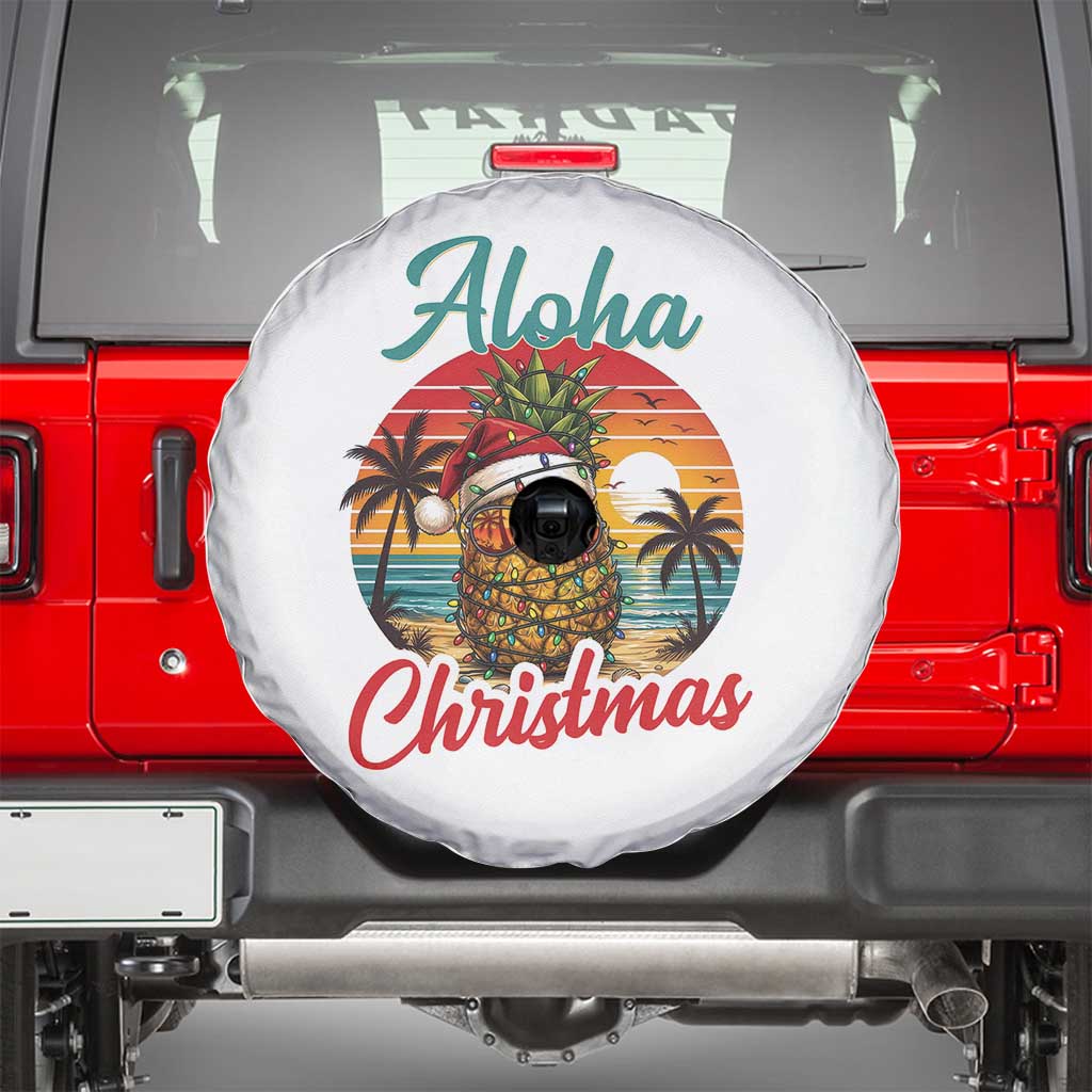 Aloha Tropical Pineapple Christmas Spare Tire Cover Vintage Beach Xmas Gift TS12 White Print Your Wear