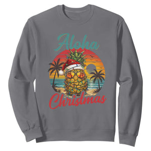 Aloha Tropical Pineapple Christmas Sweatshirt Vintage Beach Xmas Gift TS12 Charcoal Print Your Wear