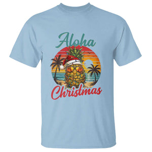 Aloha Tropical Pineapple Christmas T Shirt Vintage Beach Xmas Gift TS12 Light Blue Print Your Wear