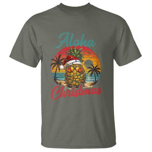 Aloha Tropical Pineapple Christmas T Shirt Vintage Beach Xmas Gift TS12 Military Green Print Your Wear