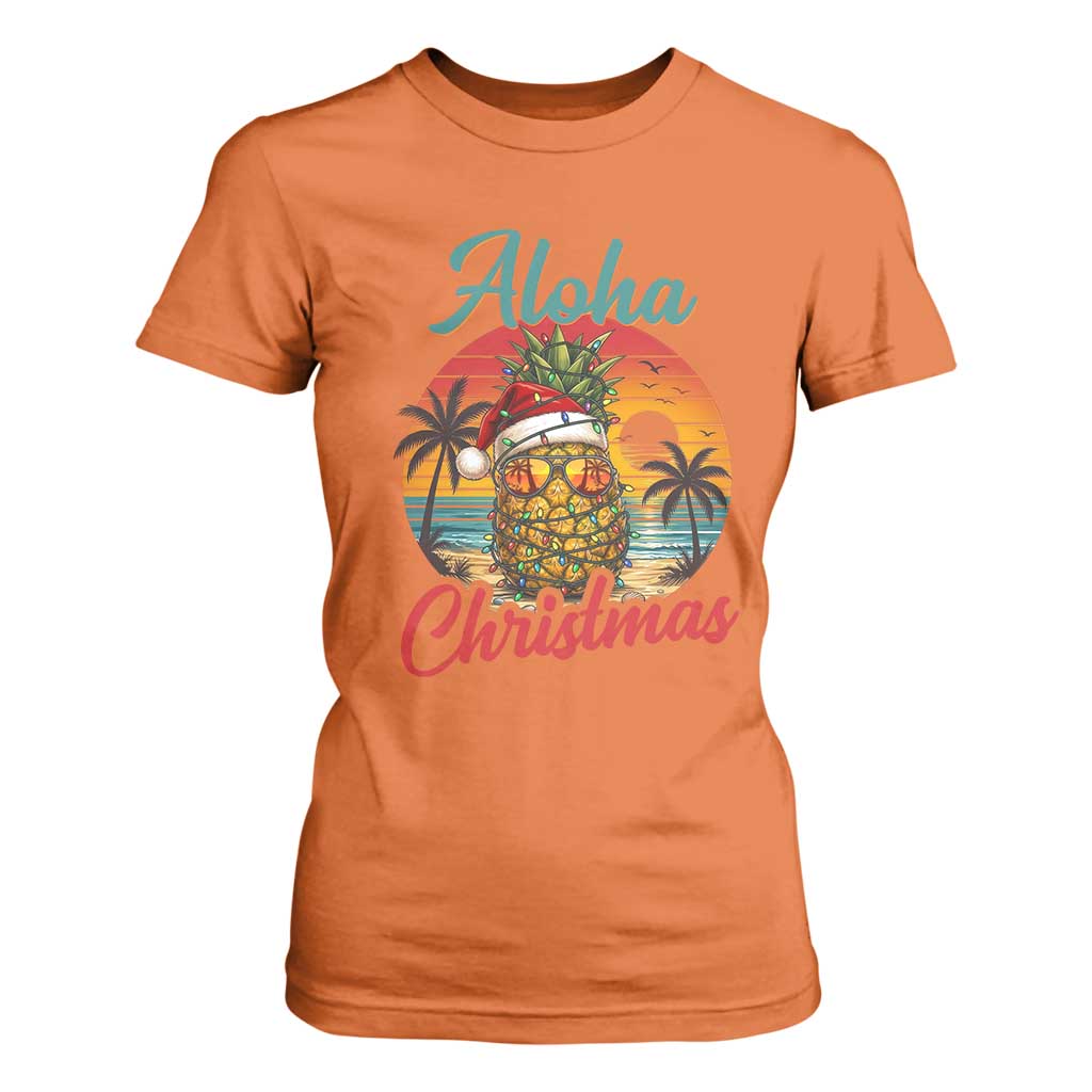 Aloha Tropical Pineapple Christmas T Shirt For Women Vintage Beach Xmas Gift TS12 Orange Print Your Wear