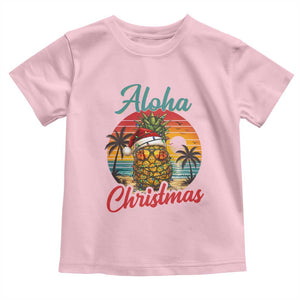 Aloha Tropical Pineapple Christmas Toddler T Shirt Vintage Beach Xmas Gift TS12 Light Pink Print Your Wear