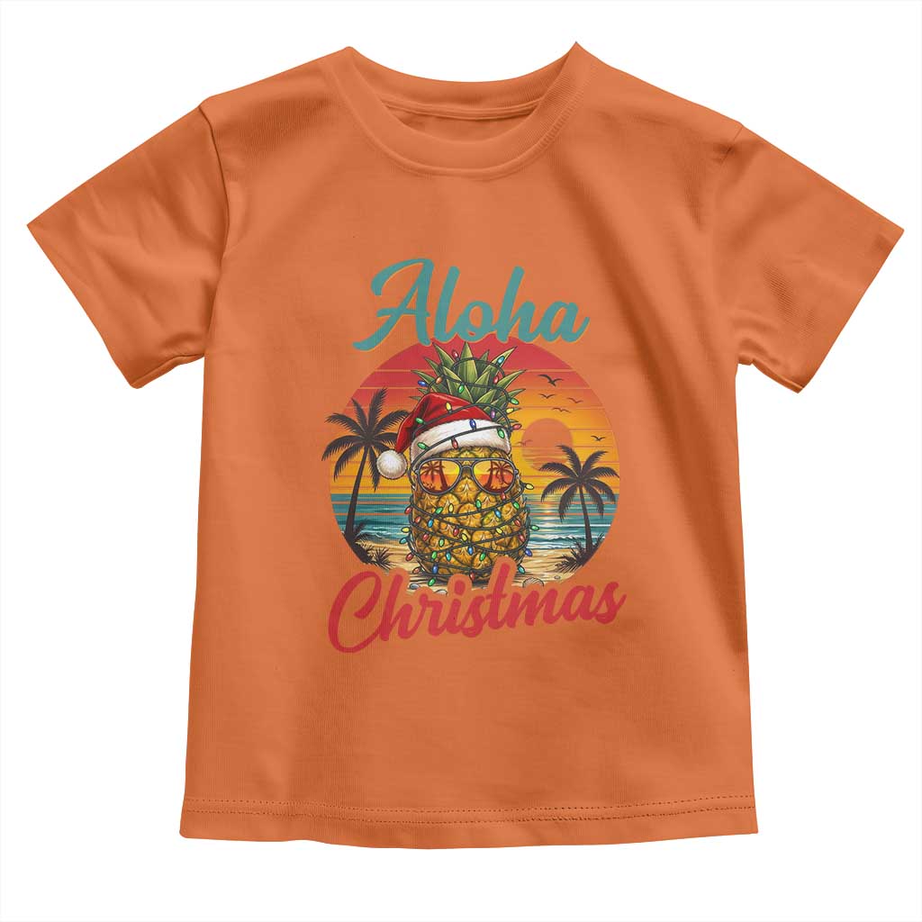 Aloha Tropical Pineapple Christmas Toddler T Shirt Vintage Beach Xmas Gift TS12 Orange Print Your Wear