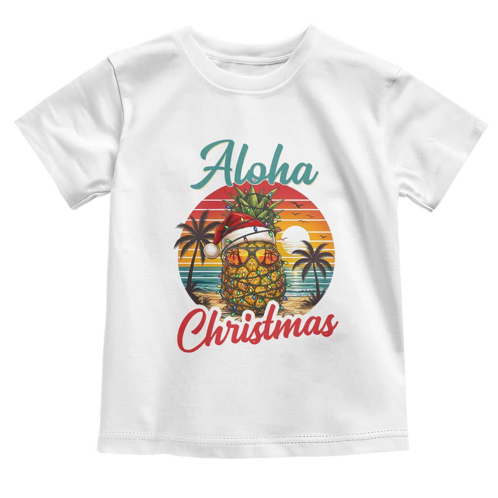 Aloha Tropical Pineapple Christmas Toddler T Shirt Vintage Beach Xmas Gift TS12 White Print Your Wear