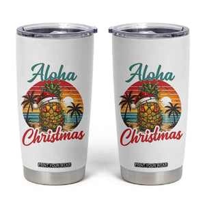 Aloha Tropical Pineapple Christmas Tumbler Cup Vintage Beach Xmas Gift TS12 White Print Your Wear