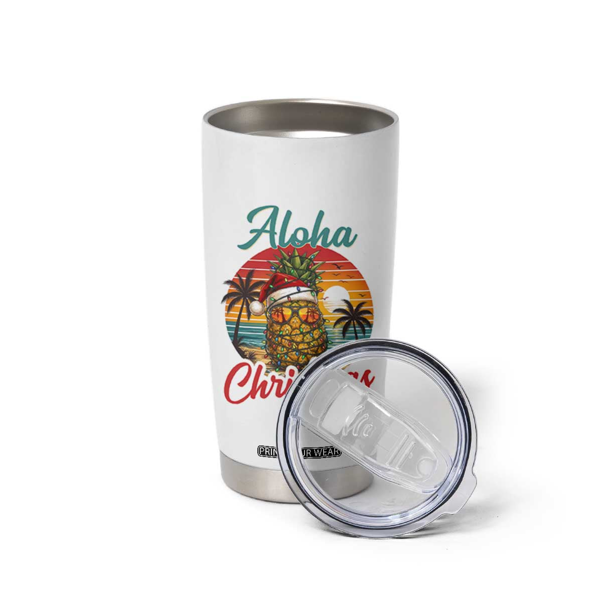 Aloha Tropical Pineapple Christmas Tumbler Cup Vintage Beach Xmas Gift TS12 Print Your Wear