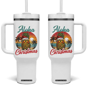 Aloha Tropical Pineapple Christmas Tumbler With Handle Vintage Beach Xmas Gift TS12 One Size: 40 oz White Print Your Wear