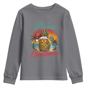 Aloha Tropical Pineapple Christmas Youth Sweatshirt Vintage Beach Xmas Gift TS12 Charcoal Print Your Wear