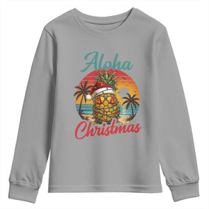 Aloha Tropical Pineapple Christmas Youth Sweatshirt Vintage Beach Xmas Gift TS12 Sport Gray Print Your Wear