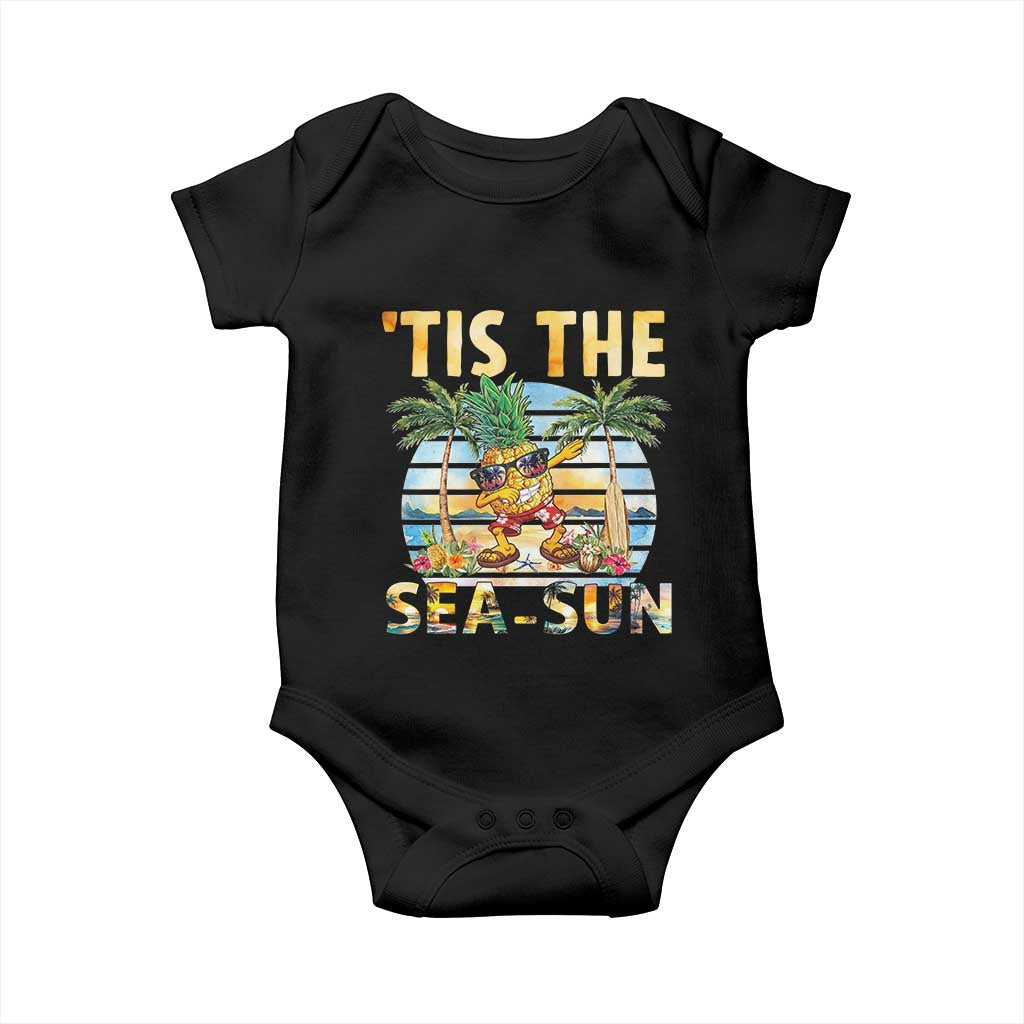 Tis The Sea Sun Baby Onesie Dabbing Pineapple Summer Vacation Gift TS12 Black Print Your Wear
