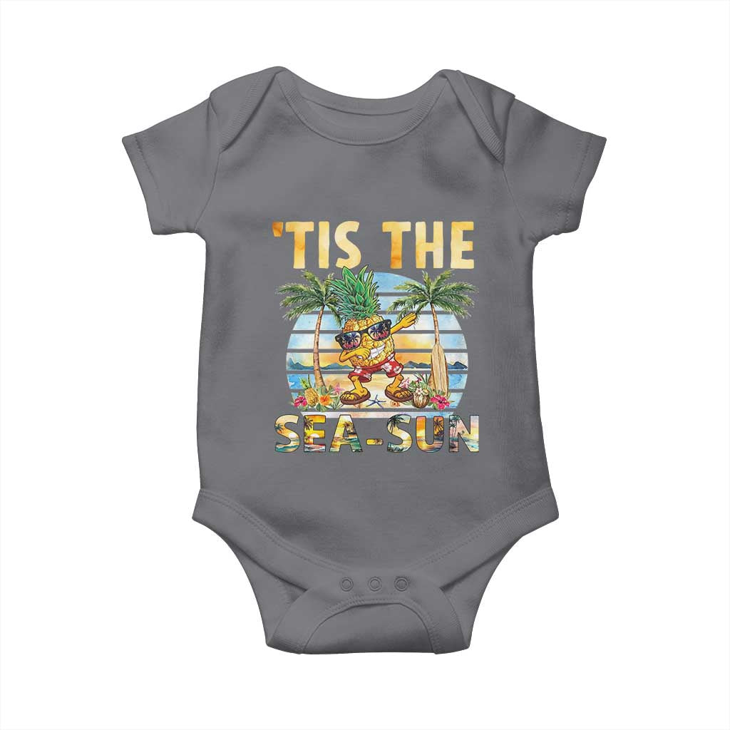 Tis The Sea Sun Baby Onesie Dabbing Pineapple Summer Vacation Gift TS12 Charcoal Print Your Wear