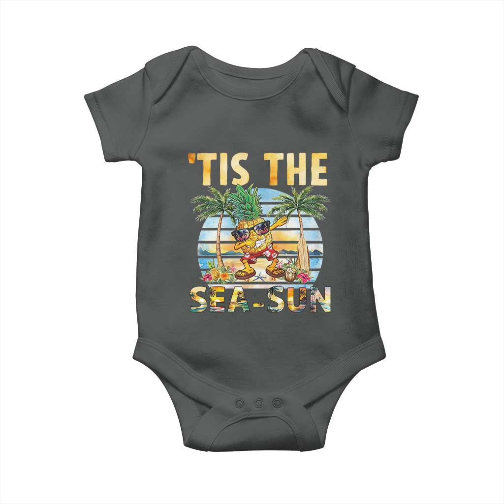 Tis The Sea Sun Baby Onesie Dabbing Pineapple Summer Vacation Gift TS12 Dark Heather Print Your Wear