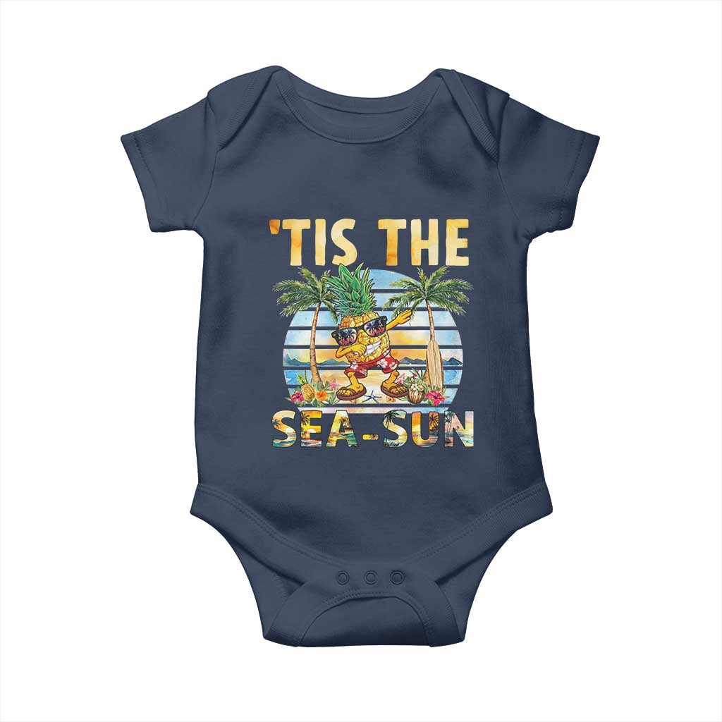 Tis The Sea Sun Baby Onesie Dabbing Pineapple Summer Vacation Gift TS12 Navy Print Your Wear