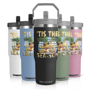 Tis The Sea Sun Flip Straw Tumbler Dabbing Pineapple Summer Vacation Gift TS12 Print Your Wear