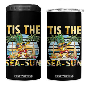 Tis The Sea Sun 4 in 1 Can Cooler Tumbler Dabbing Pineapple Summer Vacation Gift TS12 One Size: 16 oz Black Print Your Wear