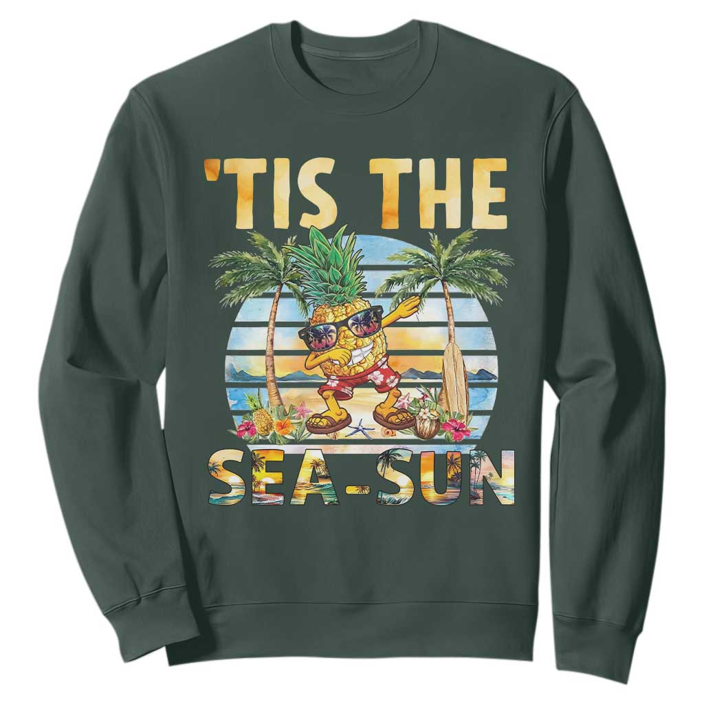 Tis The Sea Sun Sweatshirt Dabbing Pineapple Summer Vacation Gift