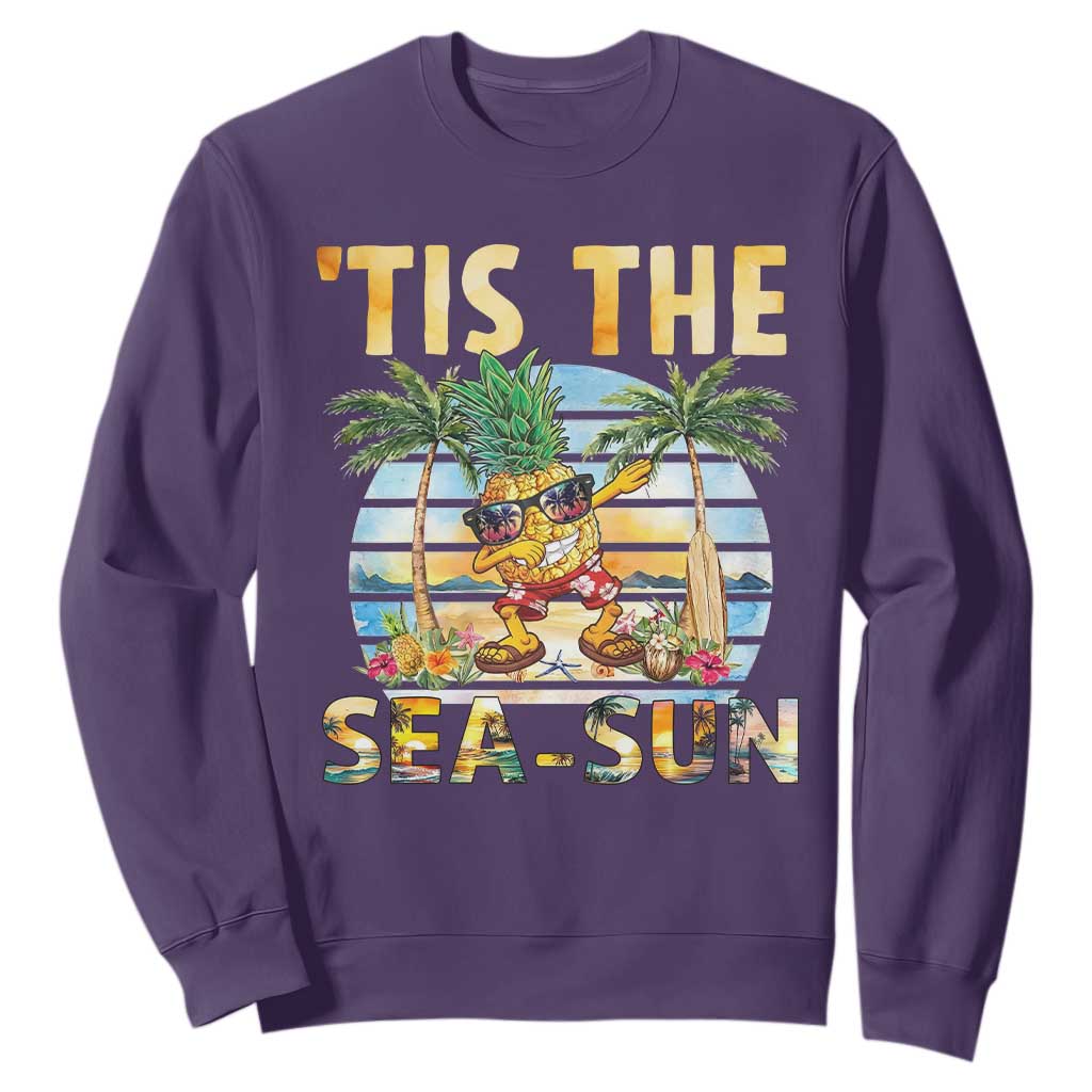 Tis The Sea Sun Sweatshirt Dabbing Pineapple Summer Vacation Gift