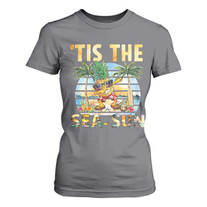 Tis The Sea Sun T Shirt For Women Dabbing Pineapple Summer Vacation Gift TS12 Charcoal Print Your Wear