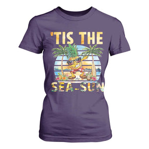Tis The Sea Sun T Shirt For Women Dabbing Pineapple Summer Vacation Gift TS12 Purple Print Your Wear