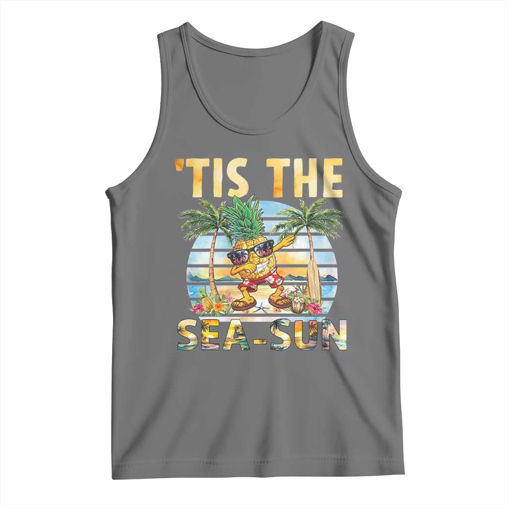 Tis The Sea Sun Tank Top Dabbing Pineapple Summer Vacation Gift TS12 Black Heather Print Your Wear