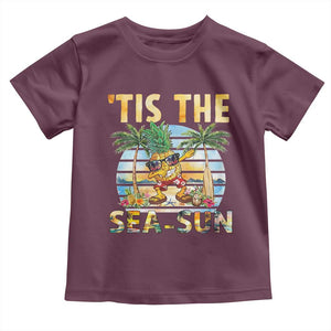 Tis The Sea Sun Toddler T Shirt Dabbing Pineapple Summer Vacation Gift TS12 Maroon Print Your Wear