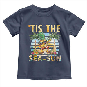 Tis The Sea Sun Toddler T Shirt Dabbing Pineapple Summer Vacation Gift TS12 Navy Print Your Wear
