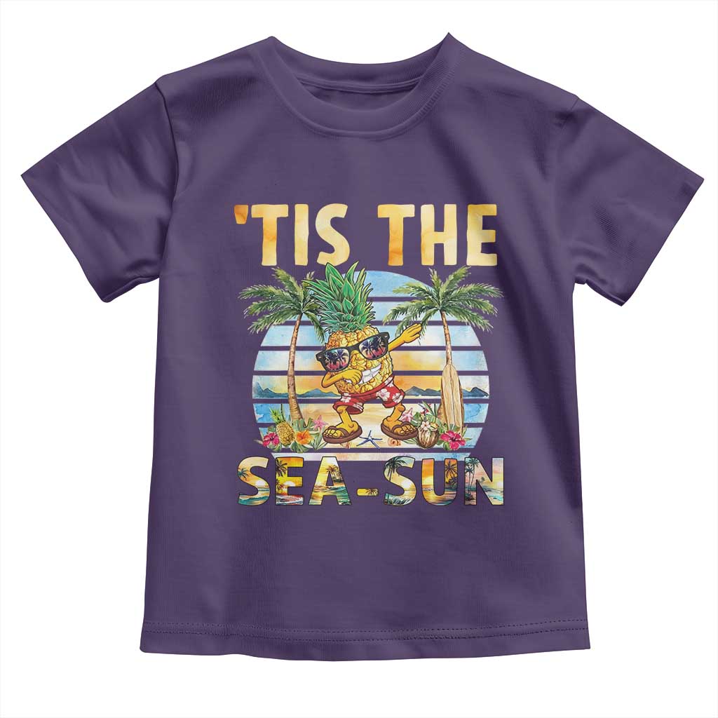 Tis The Sea Sun Toddler T Shirt Dabbing Pineapple Summer Vacation Gift TS12 Purple Print Your Wear