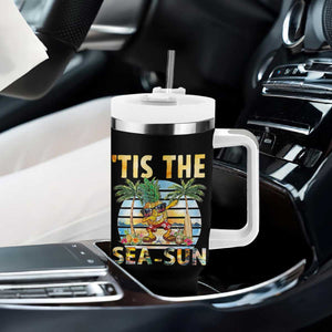 Tis The Sea Sun Tumbler With Handle Dabbing Pineapple Summer Vacation Gift TS12 Print Your Wear