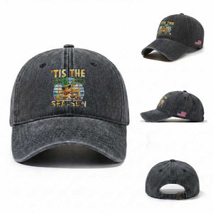 Tis The Sea Sun Washed Cotton Baseball Cap Dabbing Pineapple Summer Vacation Gift