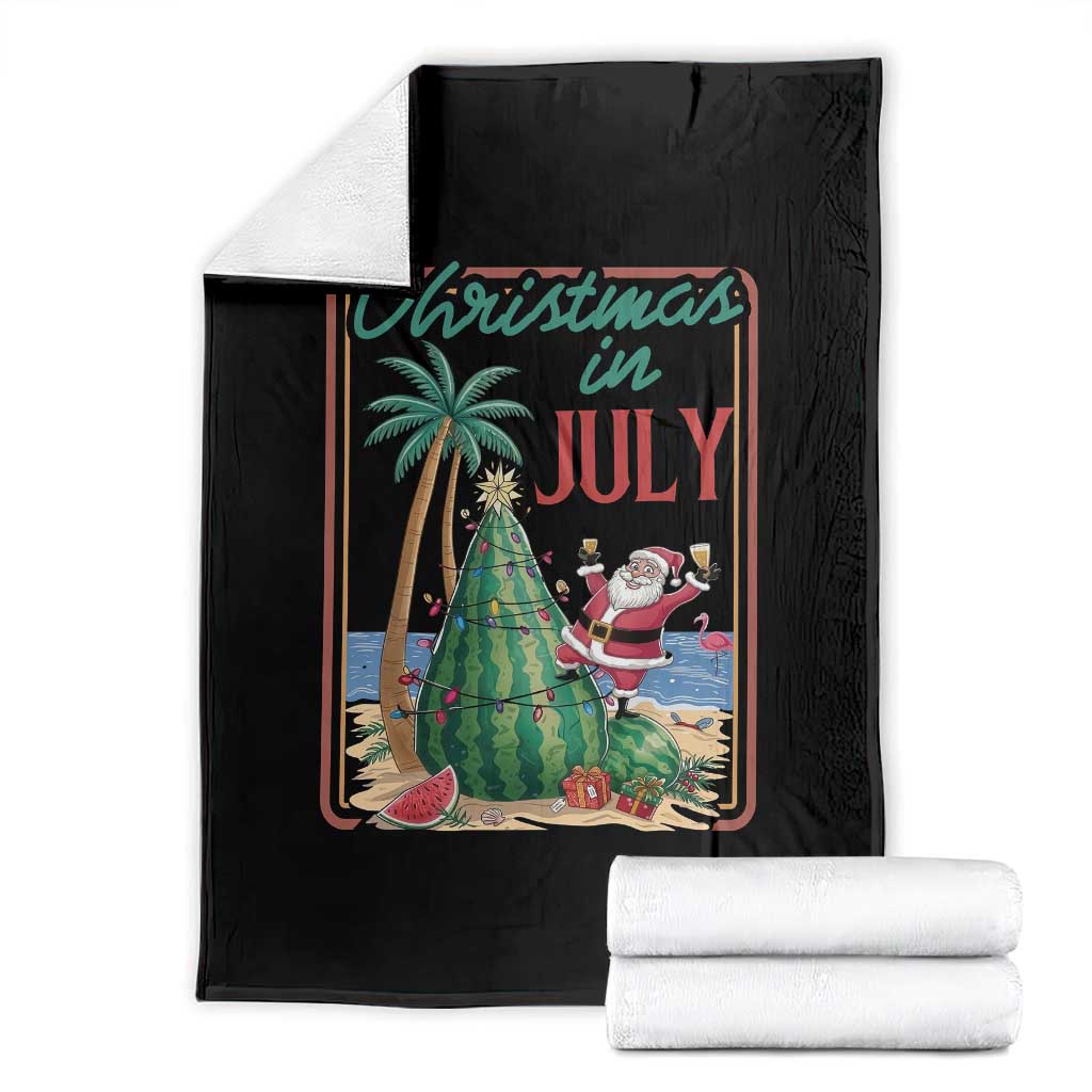 Christmas In July Throw Blanket Funny Santa Watermelon Xmas Tree TS12 Black Print Your Wear