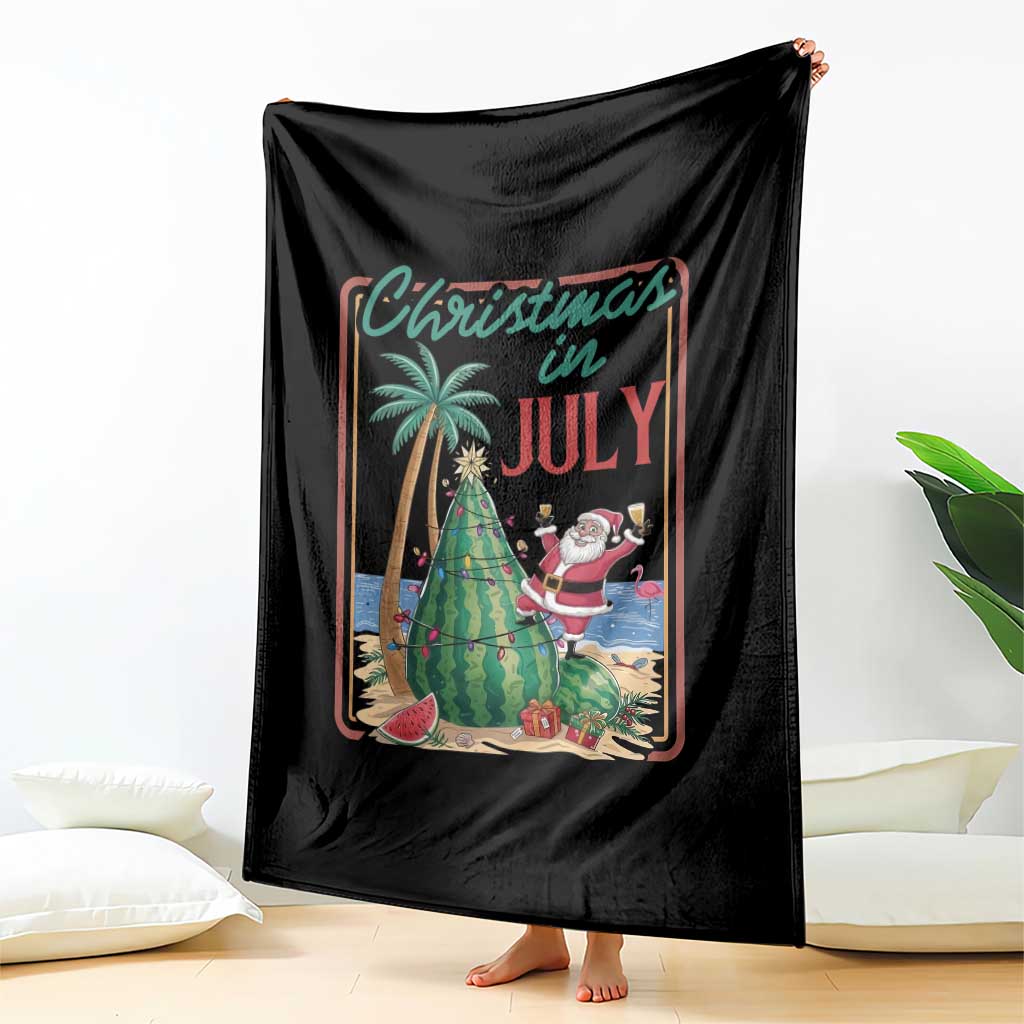 Christmas In July Throw Blanket Funny Santa Watermelon Xmas Tree