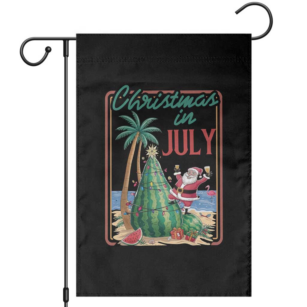 Christmas In July Garden Flag Funny Santa Watermelon Xmas Tree TS12 Black Print Your Wear