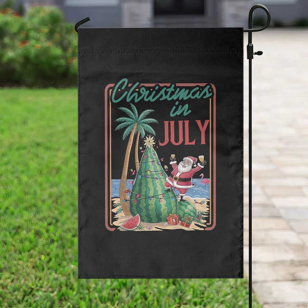 Christmas In July Garden Flag Funny Santa Watermelon Xmas Tree