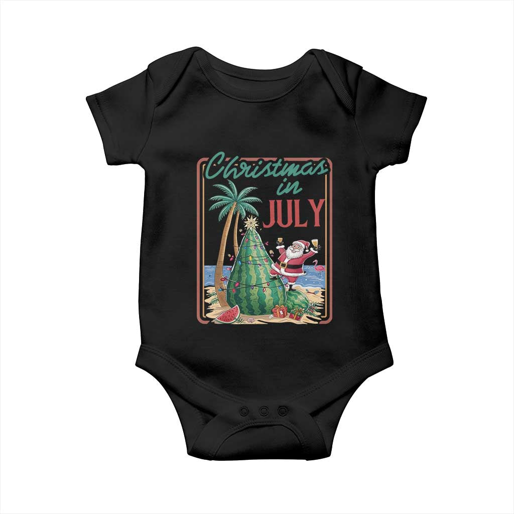 Christmas In July Baby Onesie Funny Santa Watermelon Xmas Tree TS12 Black Print Your Wear