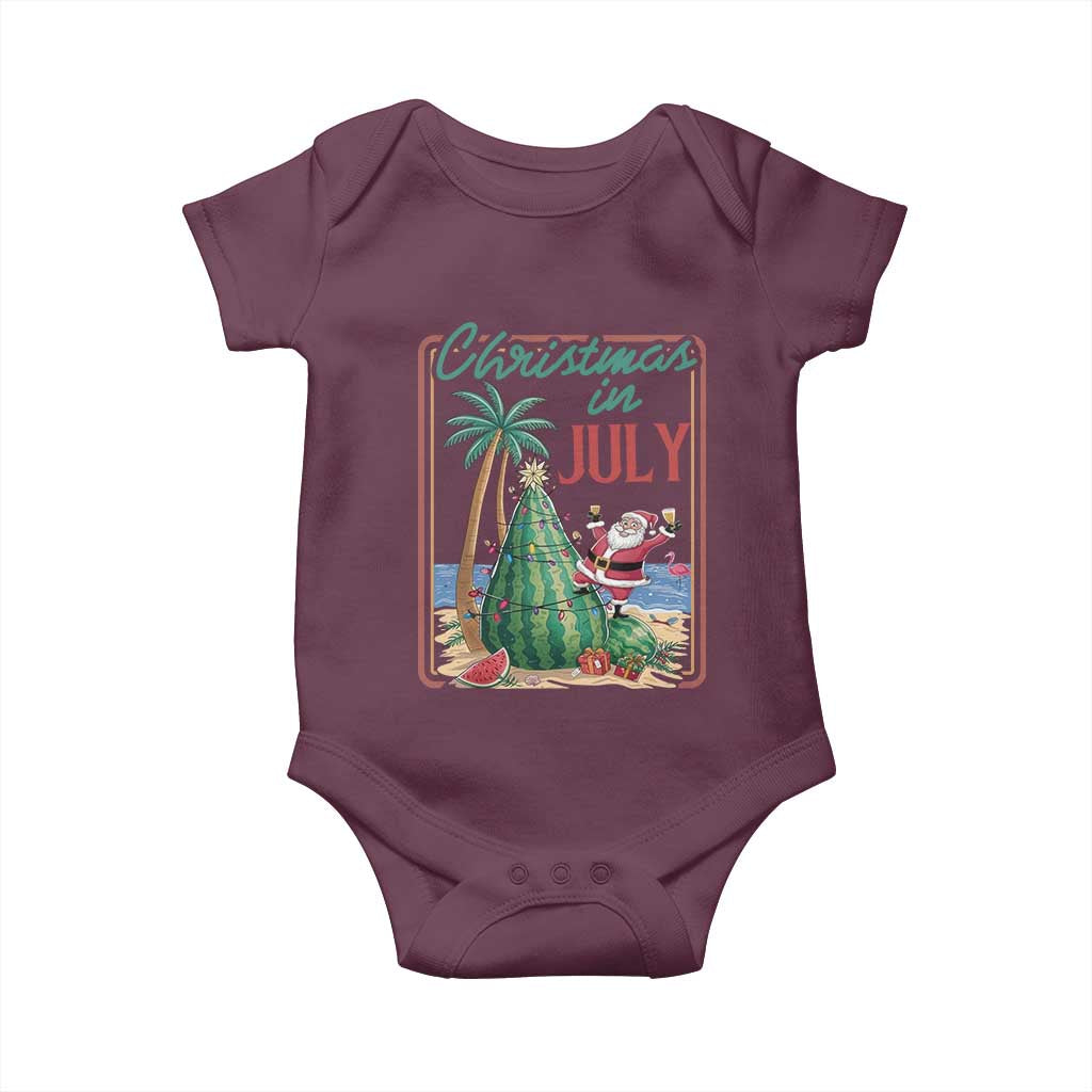 Christmas In July Baby Onesie Funny Santa Watermelon Xmas Tree