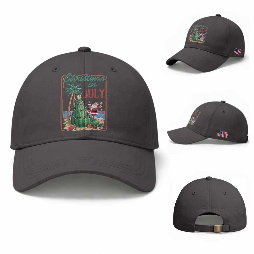Christmas In July Baseball Cap Funny Santa Watermelon Xmas Tree