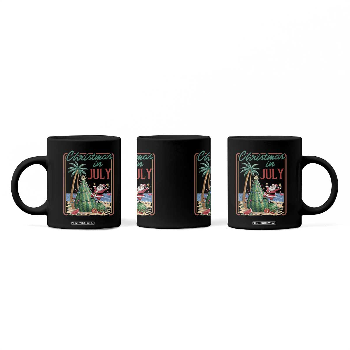 Christmas In July Coffee Mug Funny Santa Watermelon Xmas Tree