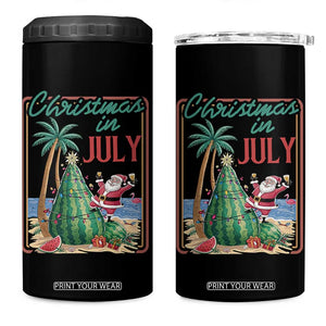 Christmas In July 4 in 1 Can Cooler Tumbler Funny Santa Watermelon Xmas Tree